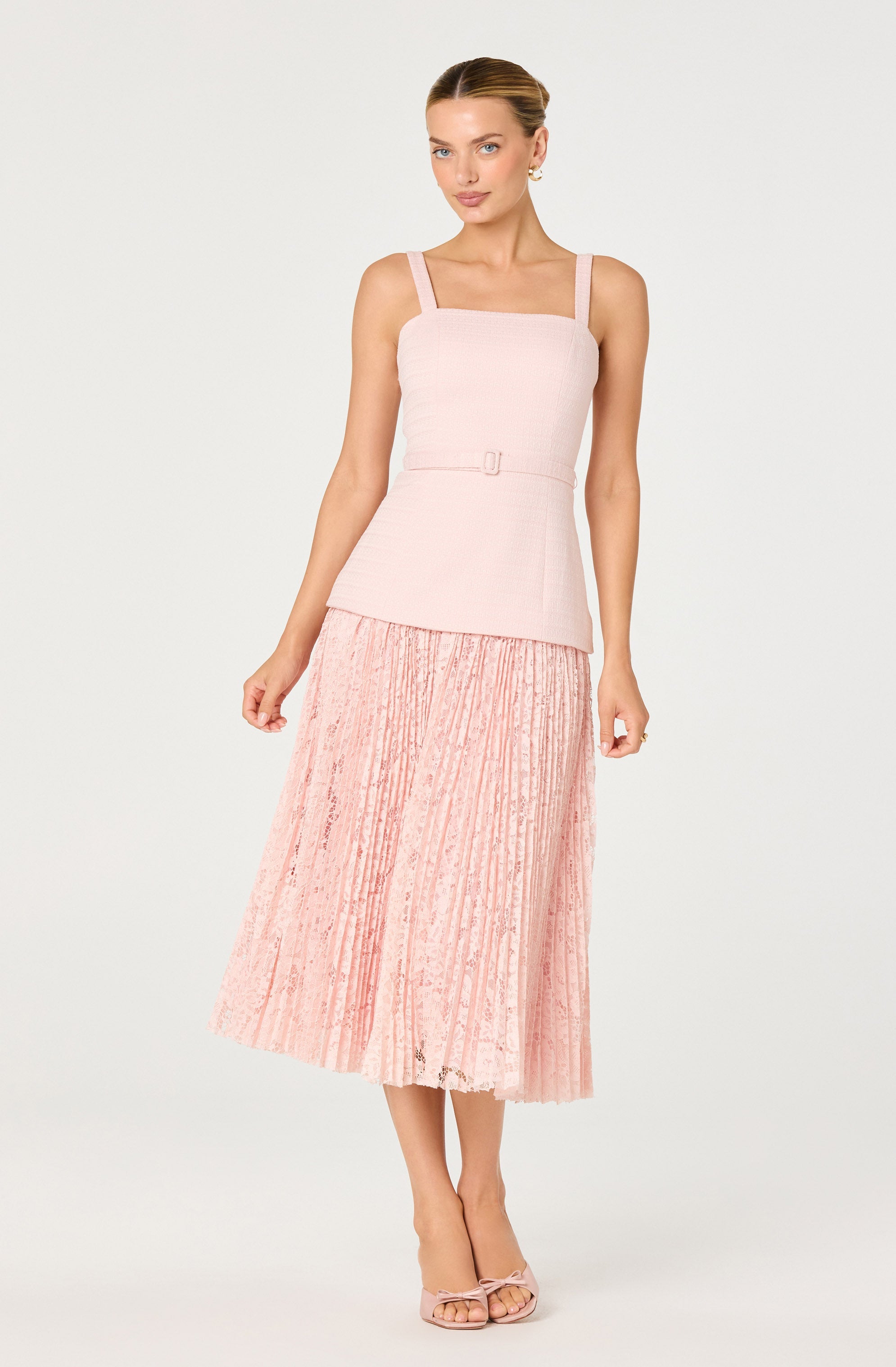 Caitlin Mixed Media Tweed Maxi Dress