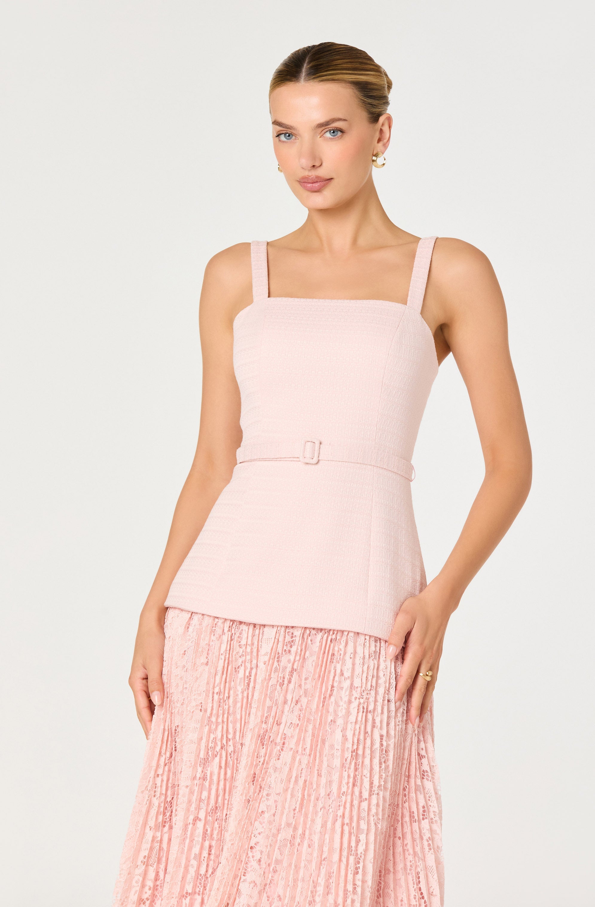 Caitlin Mixed Media Tweed Maxi Dress