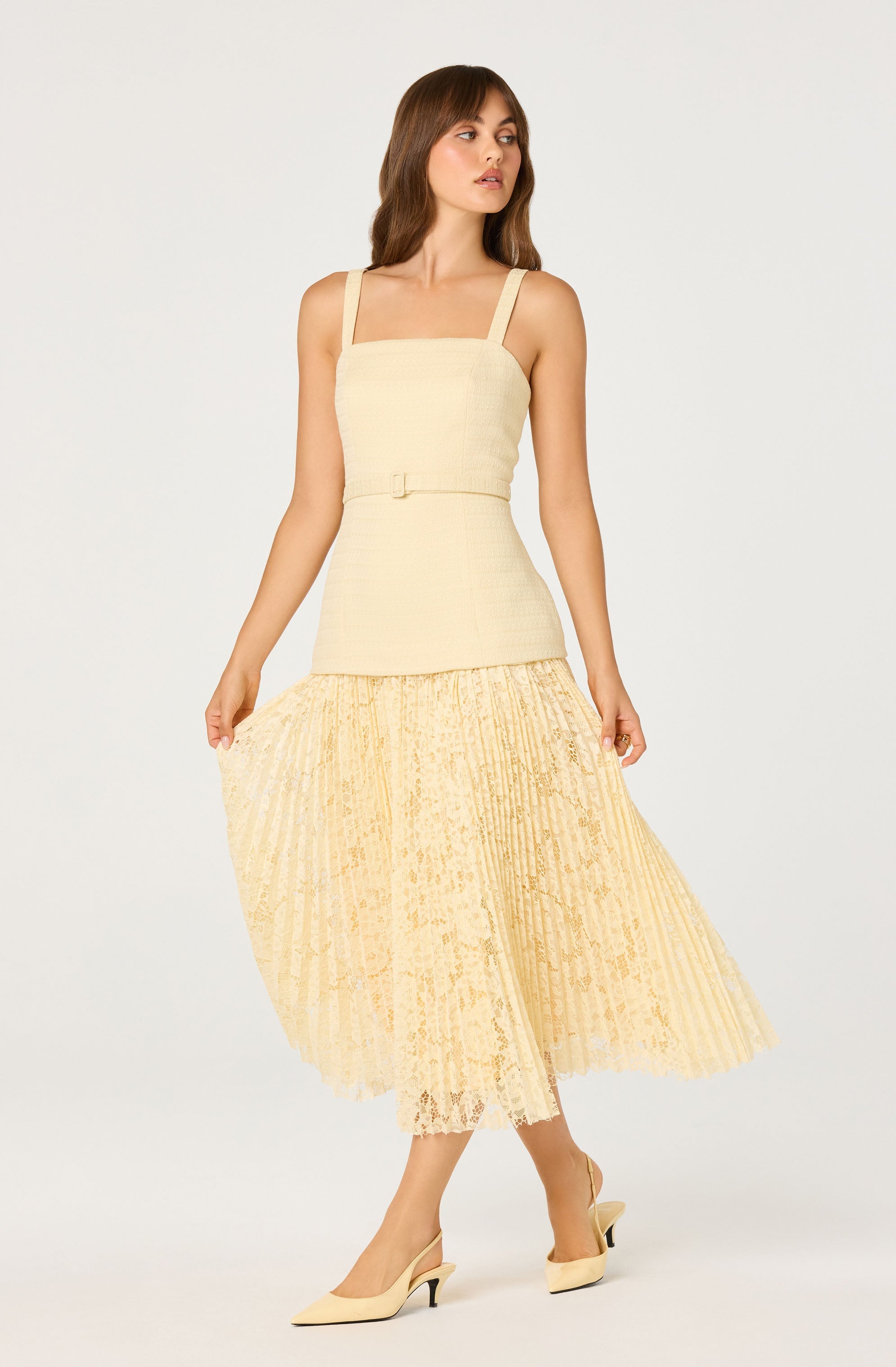 Caitlin Mixed Media Tweed Maxi Dress