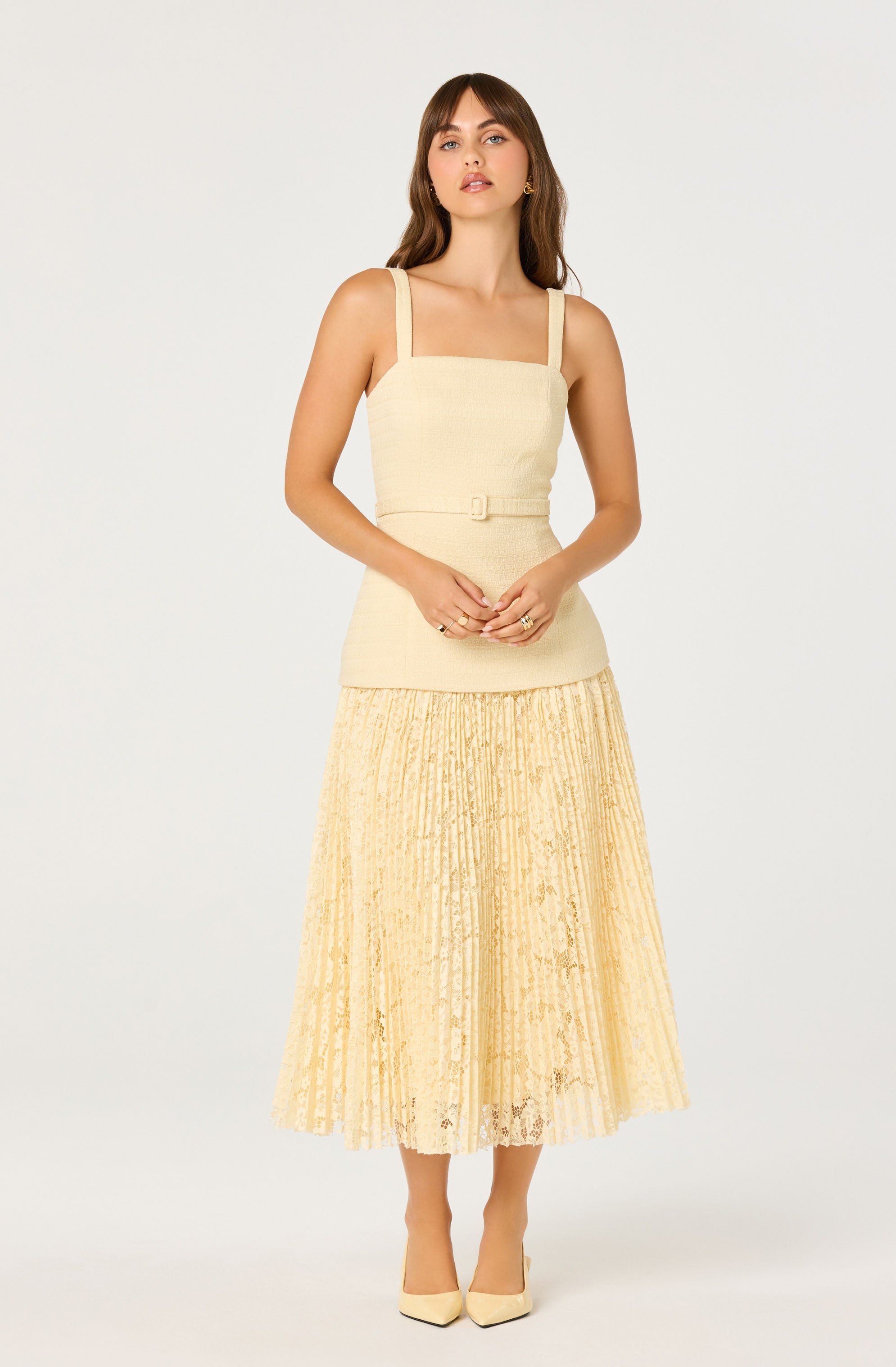 Caitlin Mixed Media Tweed Maxi Dress