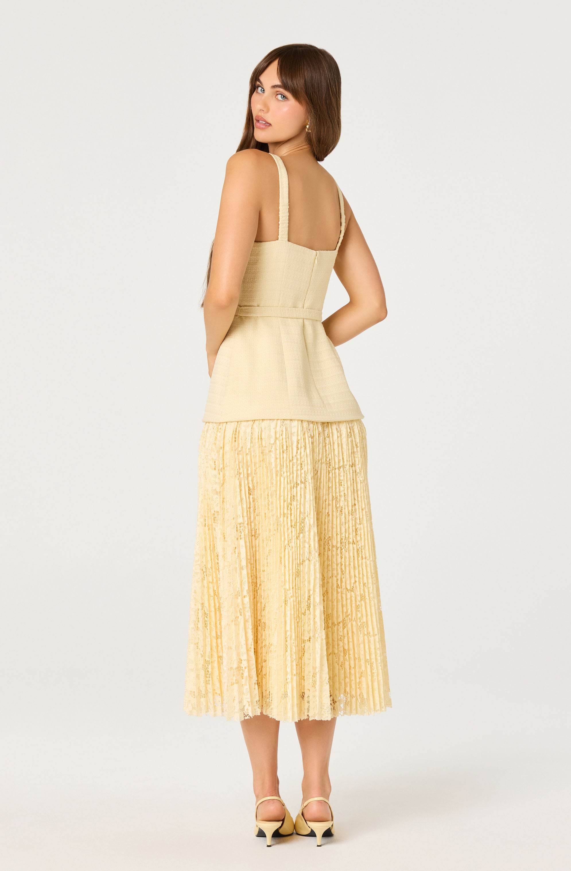 Caitlin Mixed Media Tweed Maxi Dress