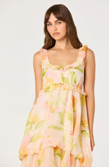 Serenidy Floral Ruffle Tiered High-Low Midi Dress