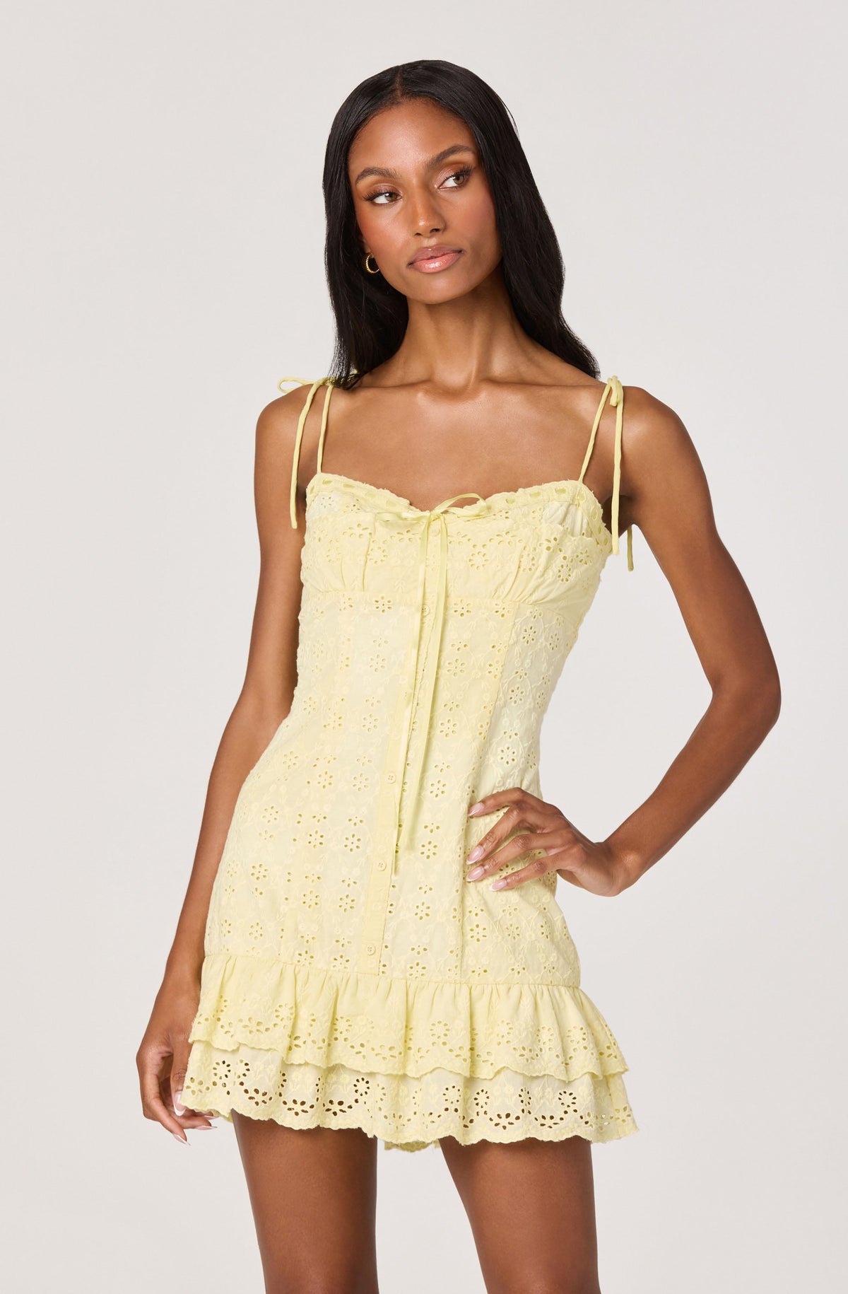 Kelley Eyelet Tie-Strap Mini Dress