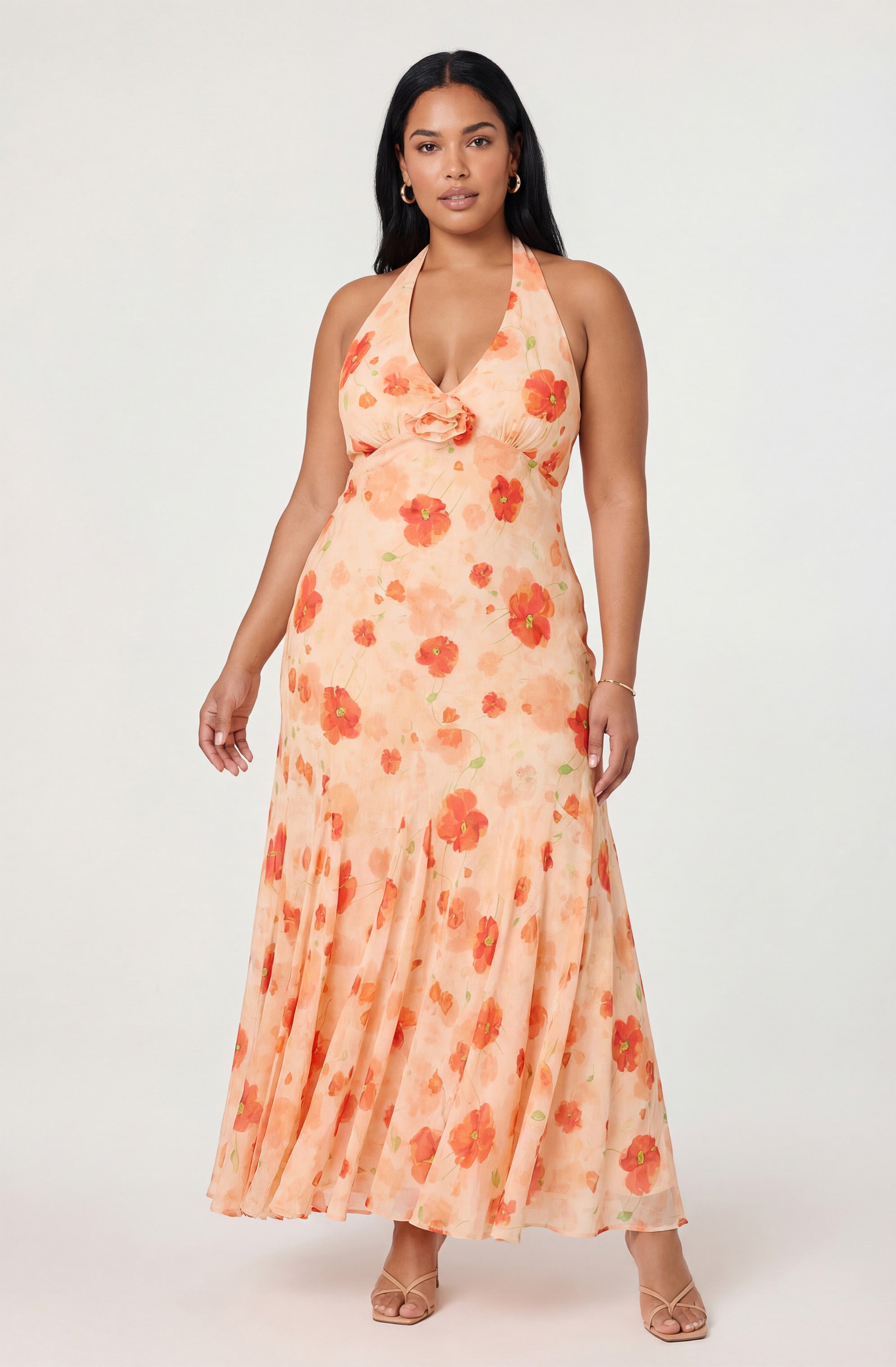 Yasmeen Floral Halter Godet Maxi Dress
