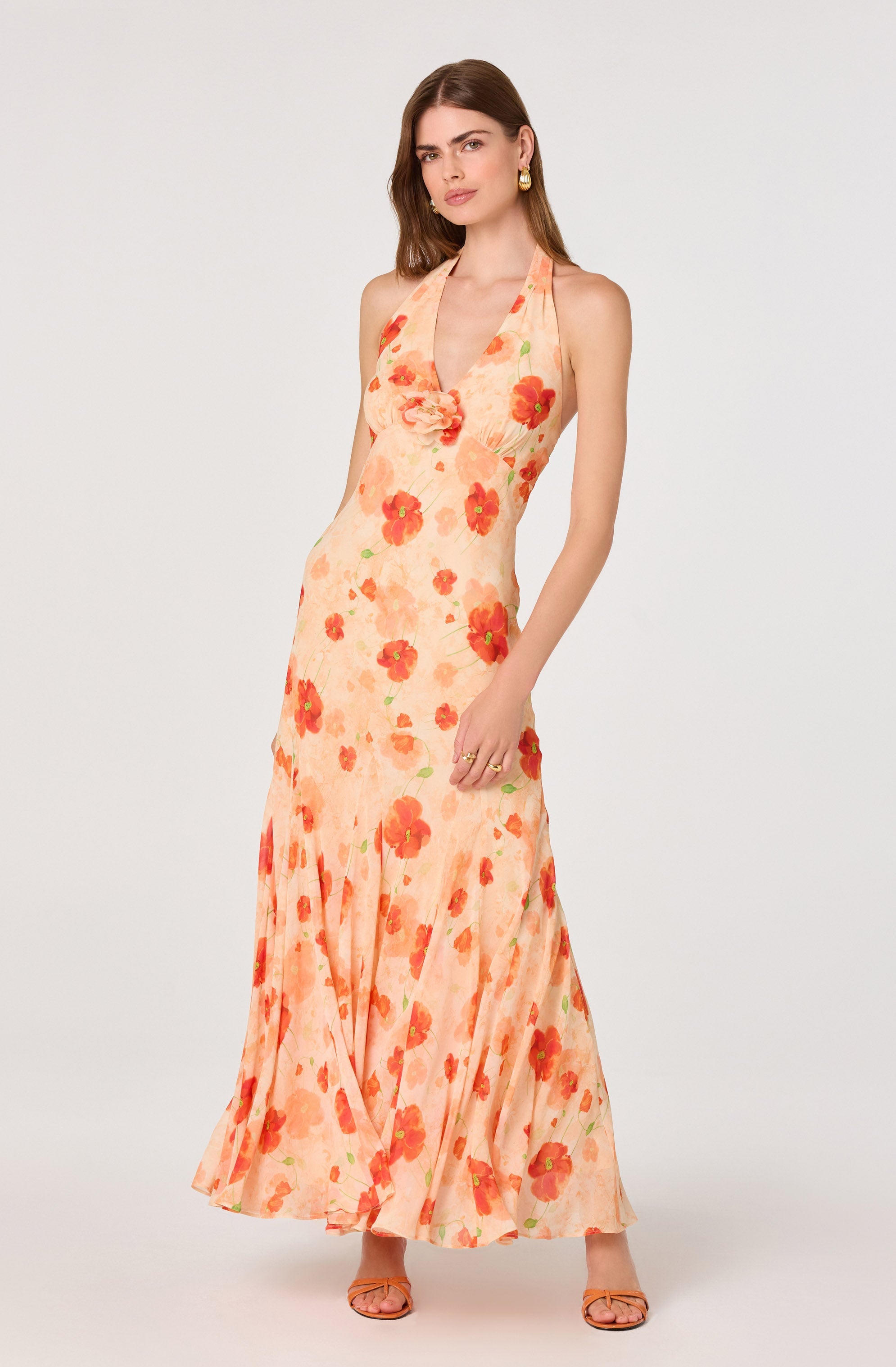 Yasmeen Floral Halter Godet Maxi Dress