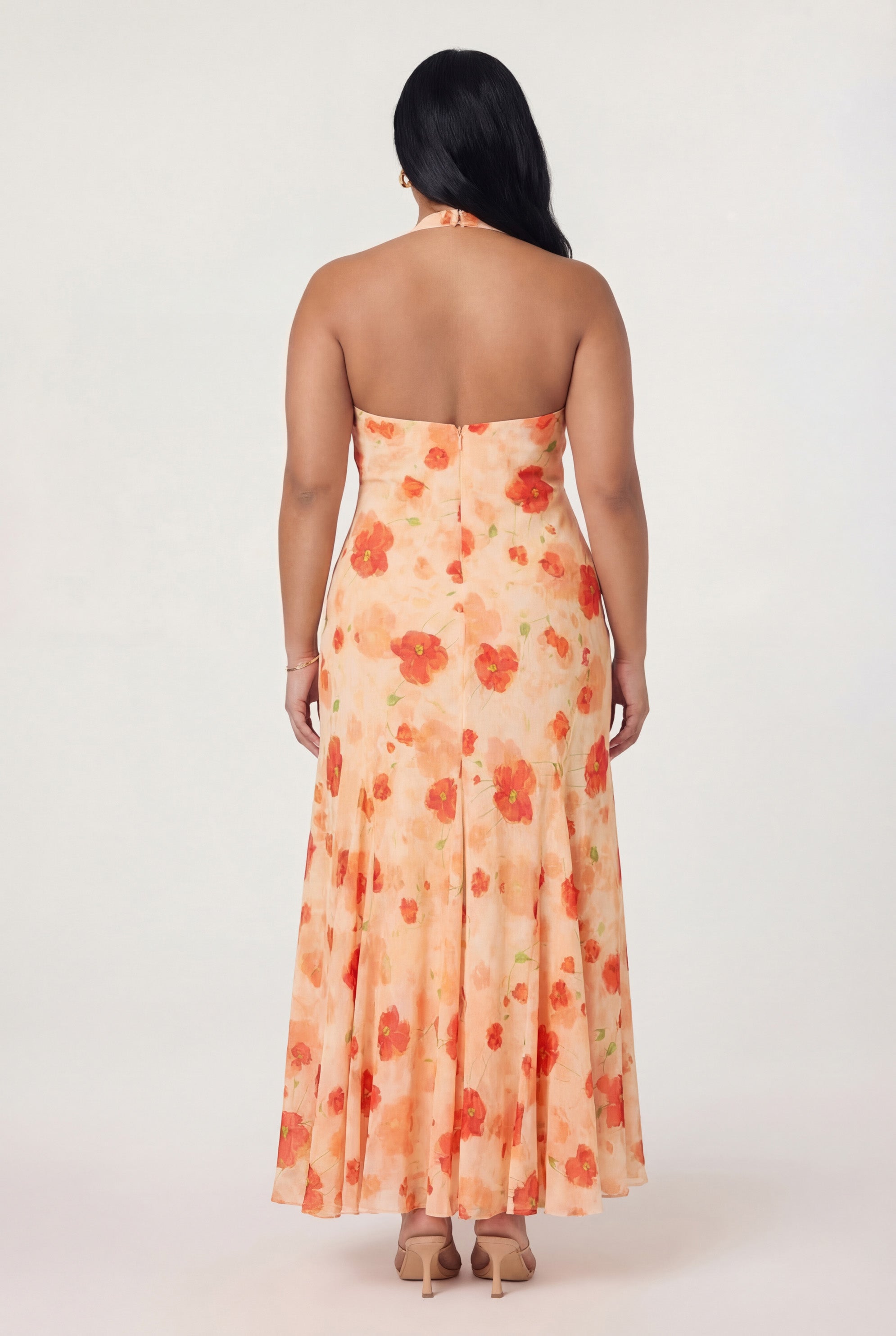 Yasmeen Floral Halter Godet Maxi Dress