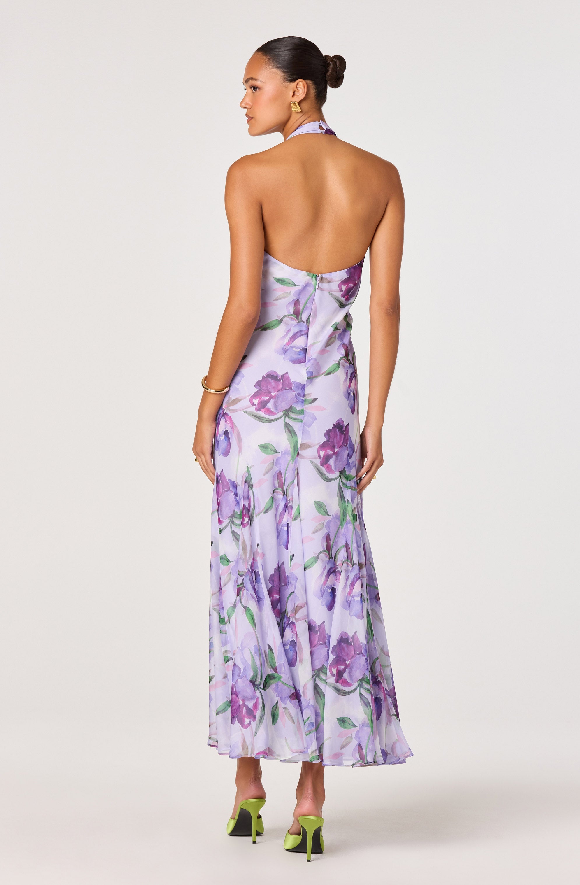 Yasmeen Floral Halter Godet Maxi Dress