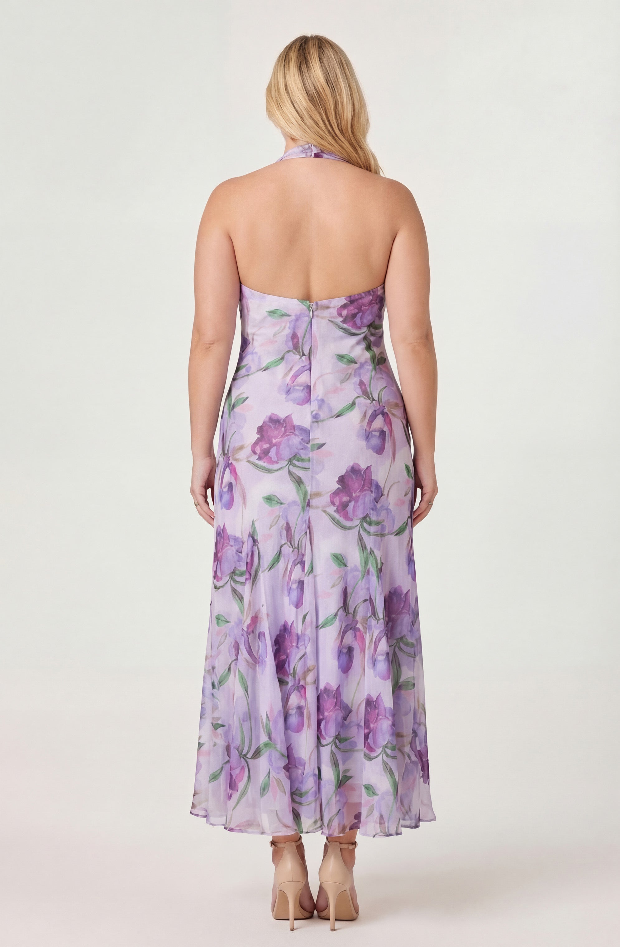 Yasmeen Floral Halter Godet Maxi Dress