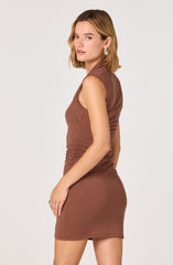 Zatanna Knit Ruched Square-Neck Mini Dress
