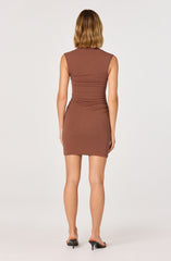 Zatanna Knit Ruched Square-Neck Mini Dress