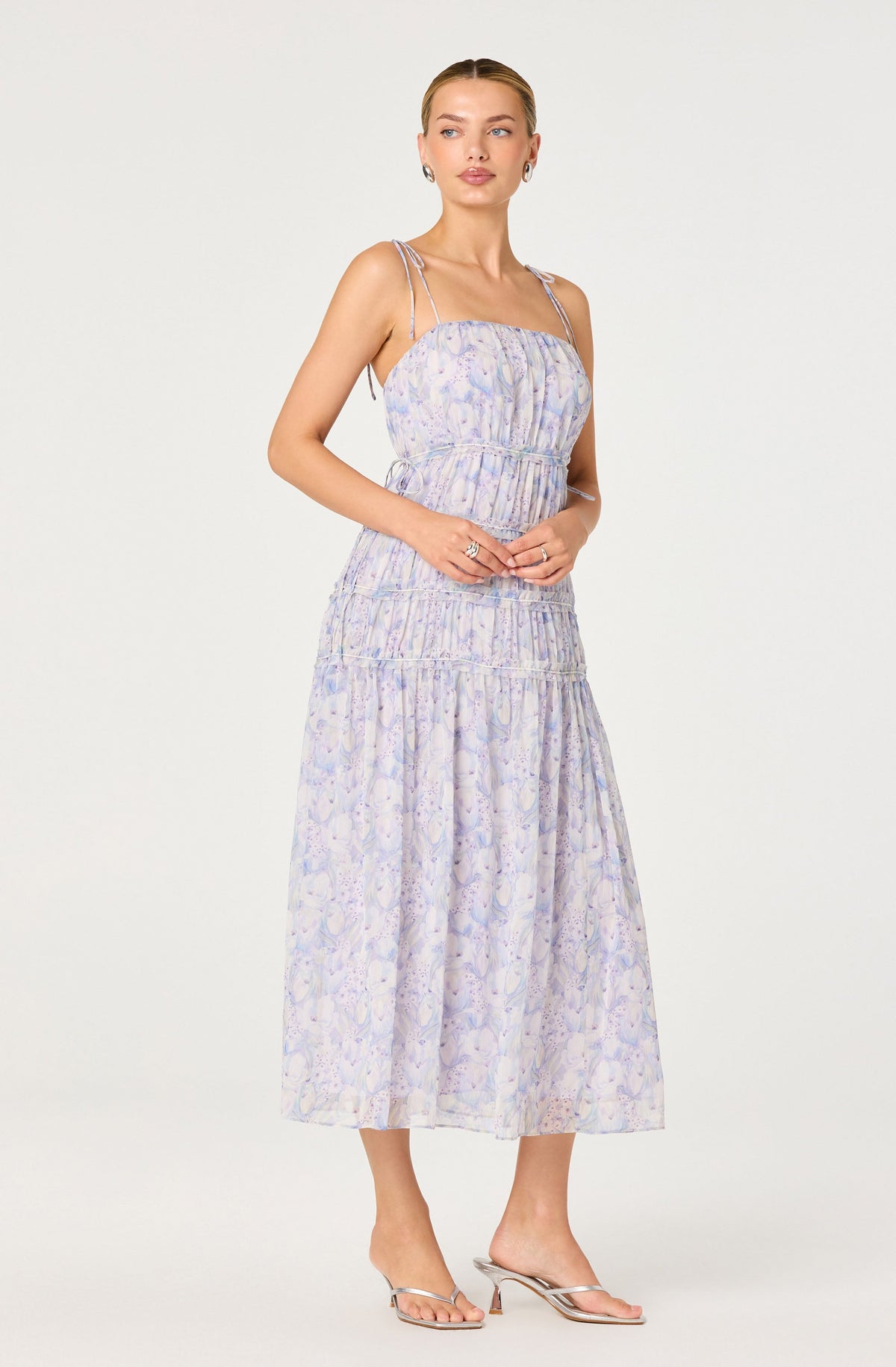 Keyleth Floral Tiered Bow Midi Dress