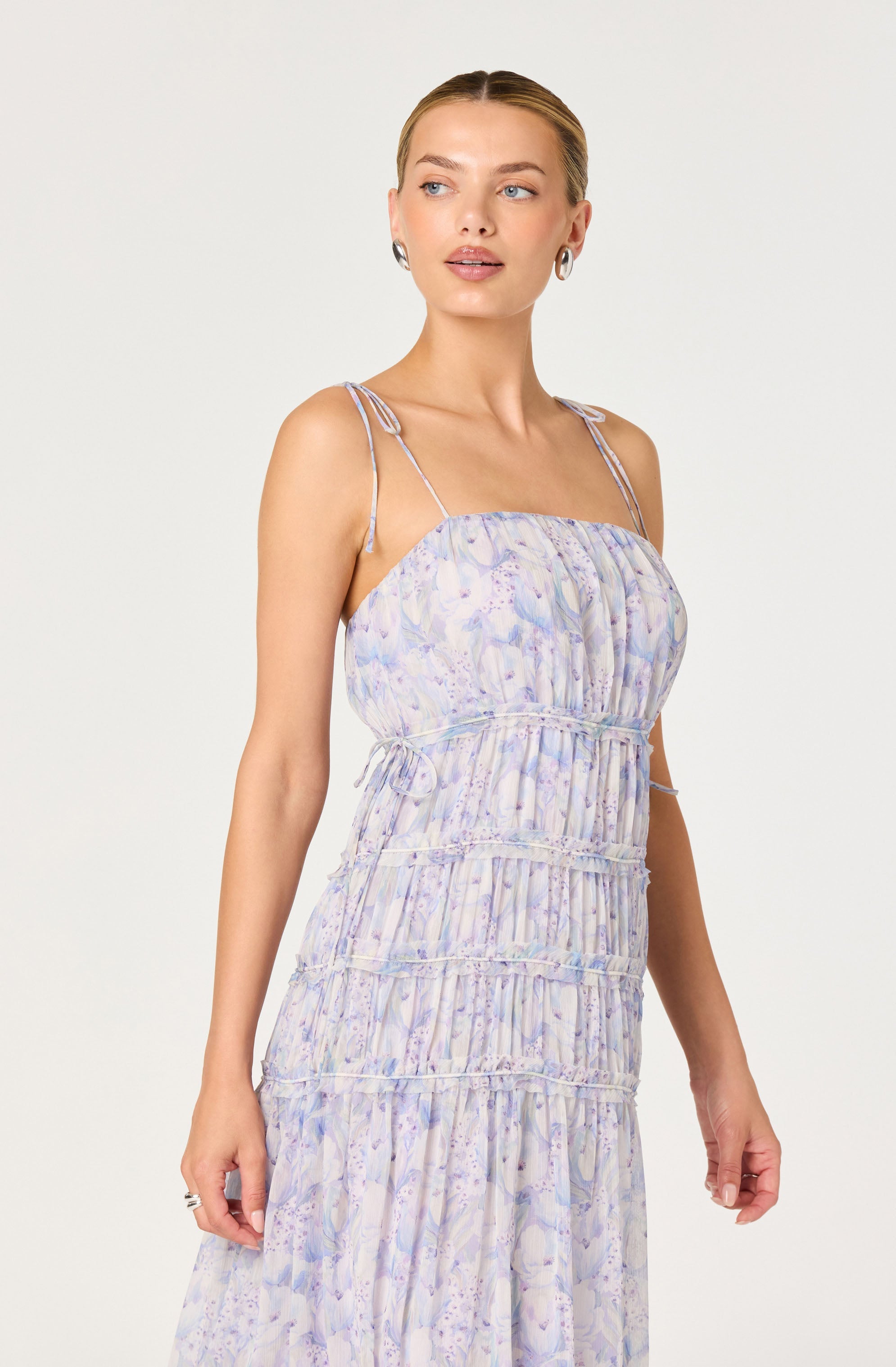 Keyleth Floral Tiered Bow Midi Dress