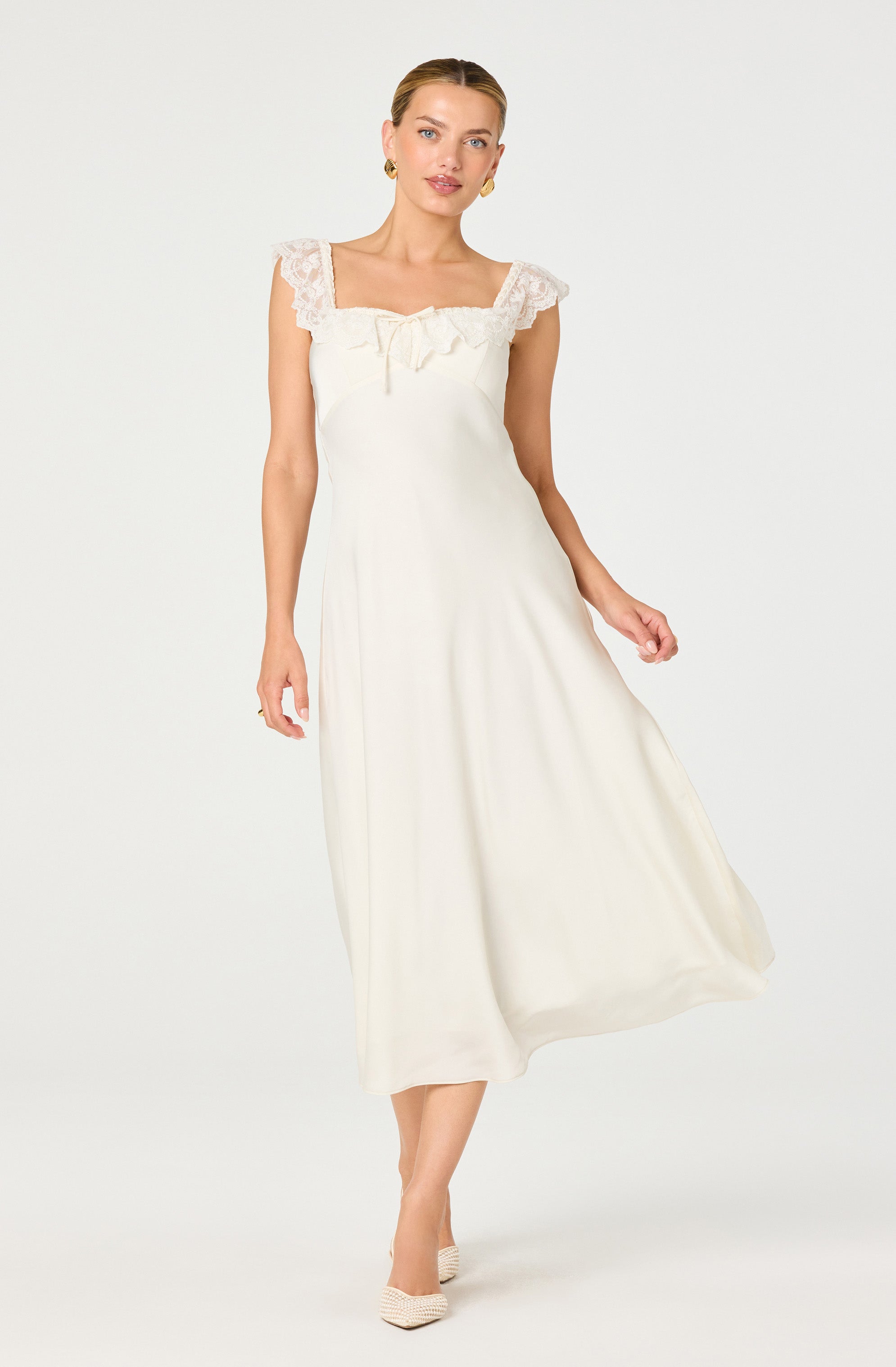 Makiya Lace Strap Empire Waist Midi Dress