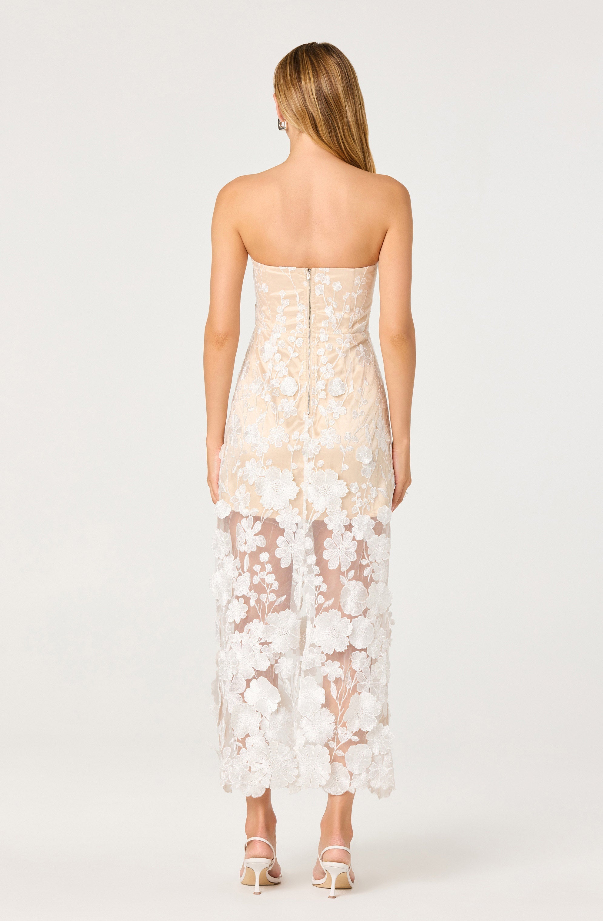 Tanisha Embroidered Floral Strapless Maxi Dress