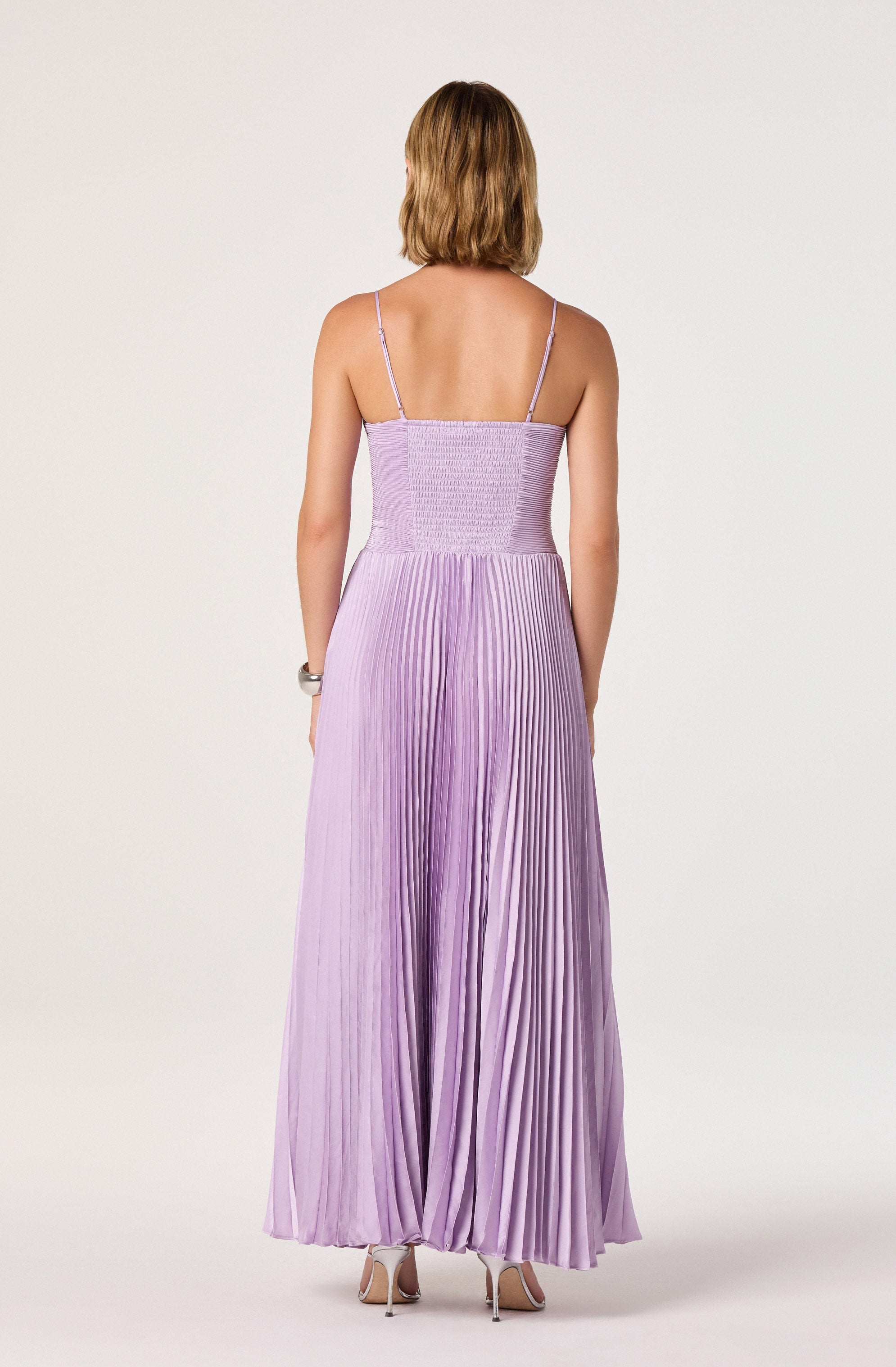 Alaia Satin Plissé Maxi Dress