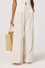 Neha Striped Linen High-Rise Wide Leg Pants