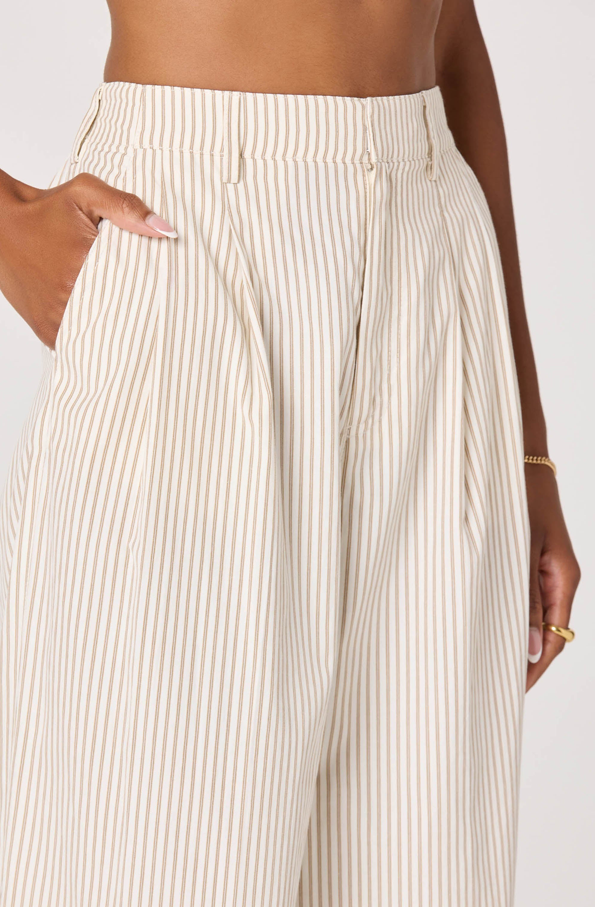 Neha Striped Linen High-Rise Wide Leg Pants