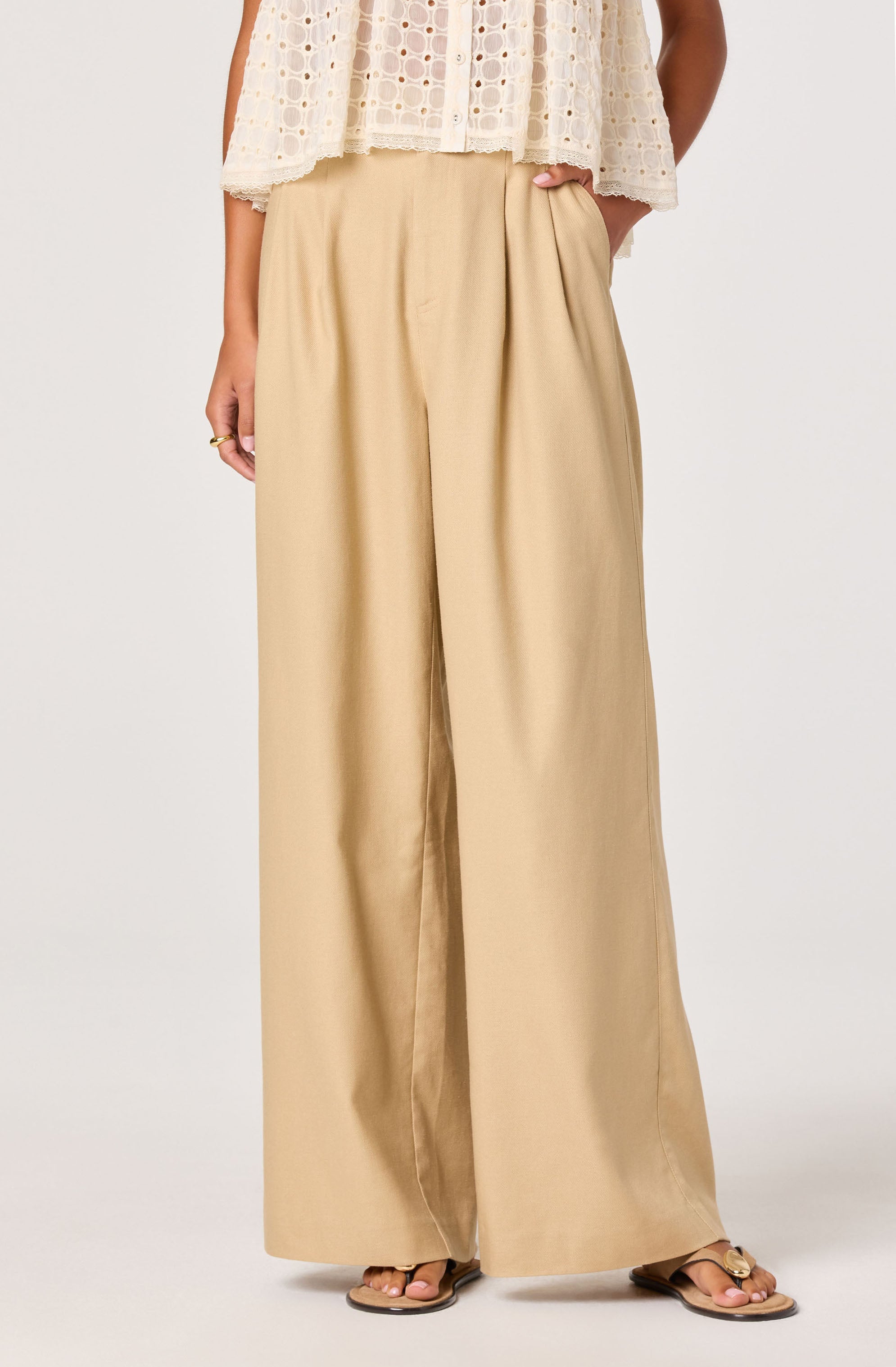 Neha Linen High-Rise Wide Leg Pants
