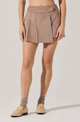 Theodora Pleated Faux Suede Skirt