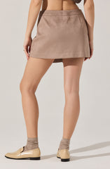 Theodora Pleated Faux Suede Skirt