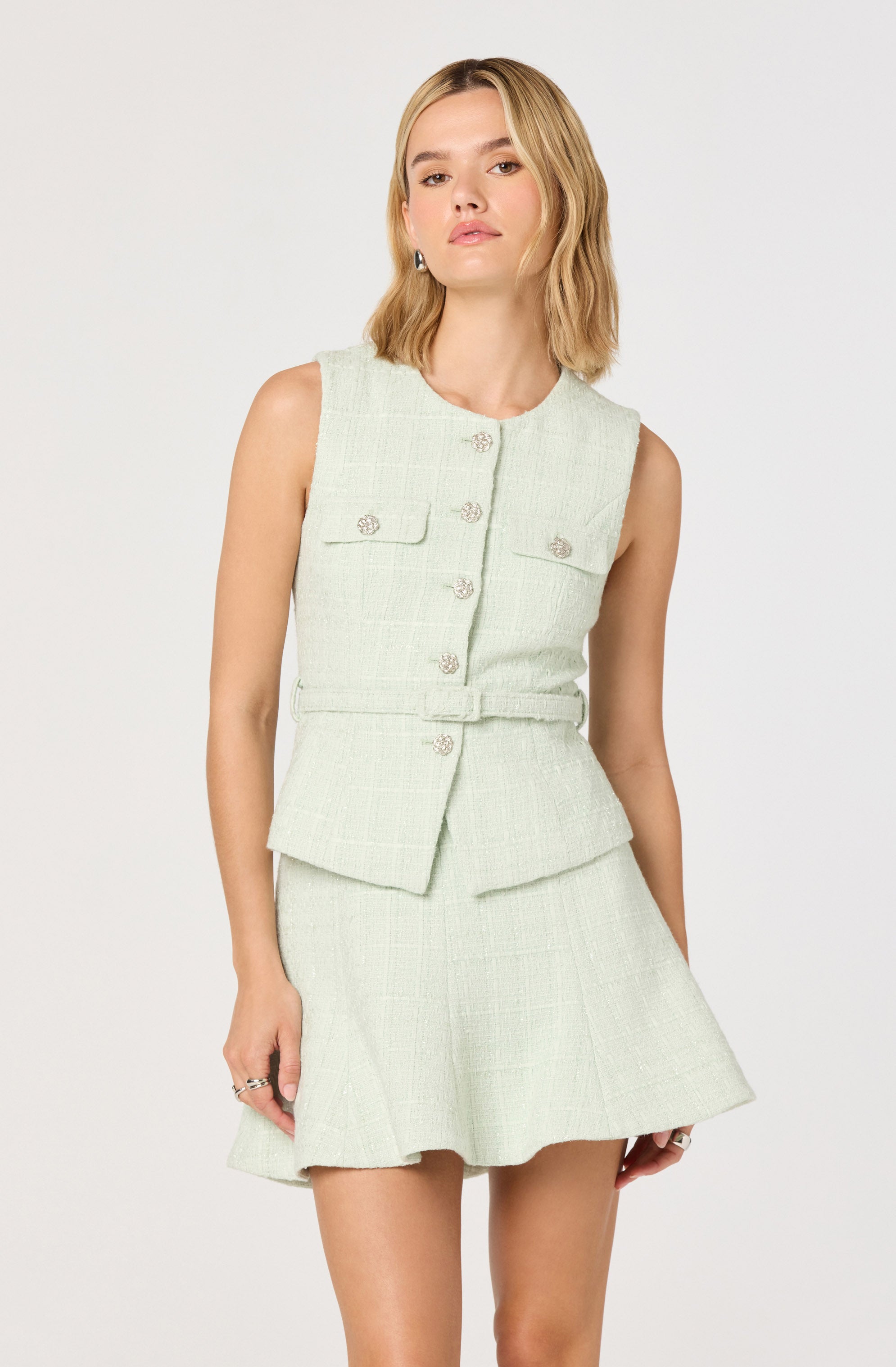 Kiona Sparkly Tweed A-Line Mini Skirt