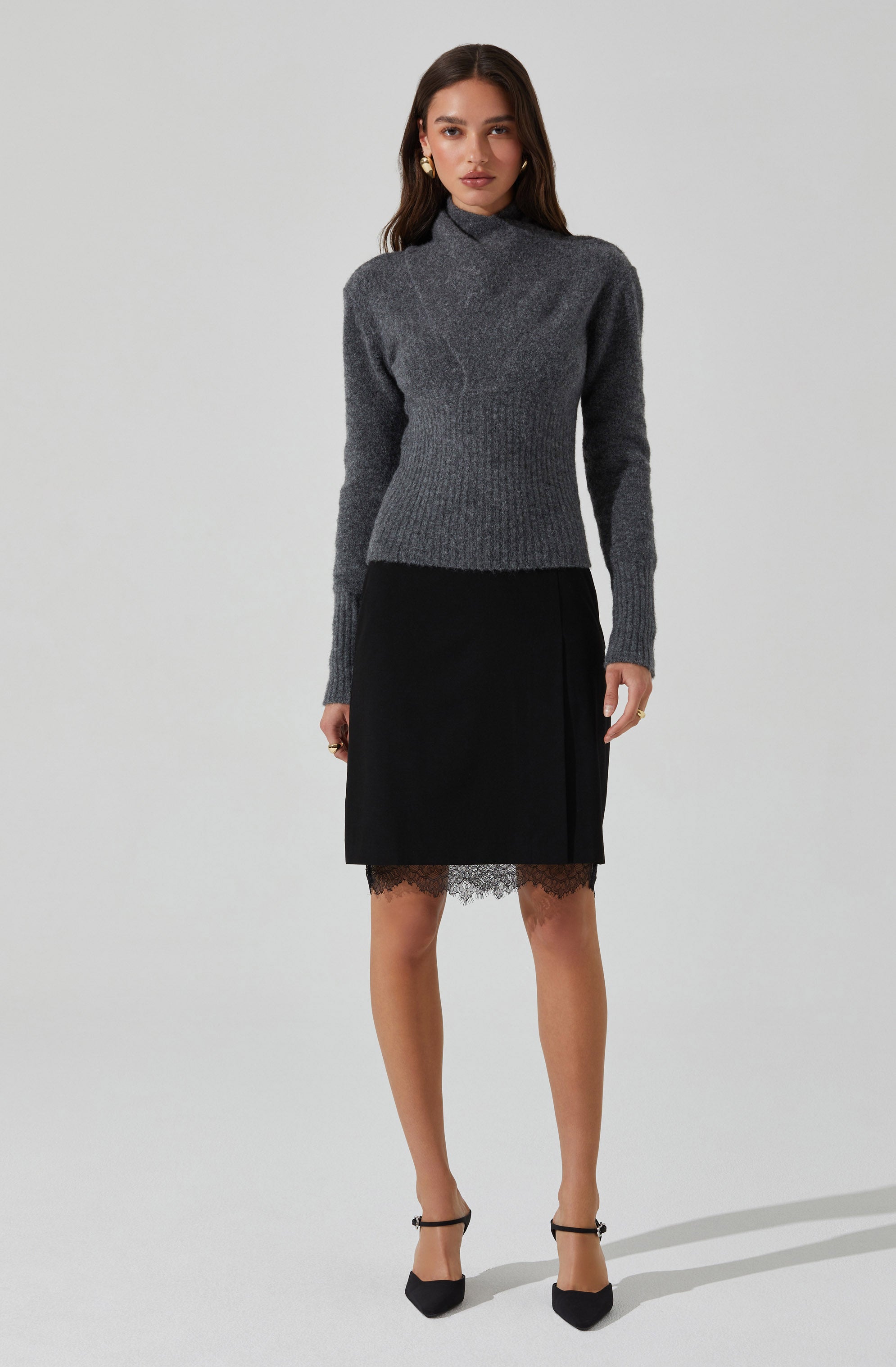 Itzayana Lace Trim Pencil Skirt