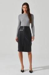 Ladonne Faux Leather Midi Skirt