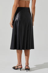 Vena Pleated Faux Leather Skirt