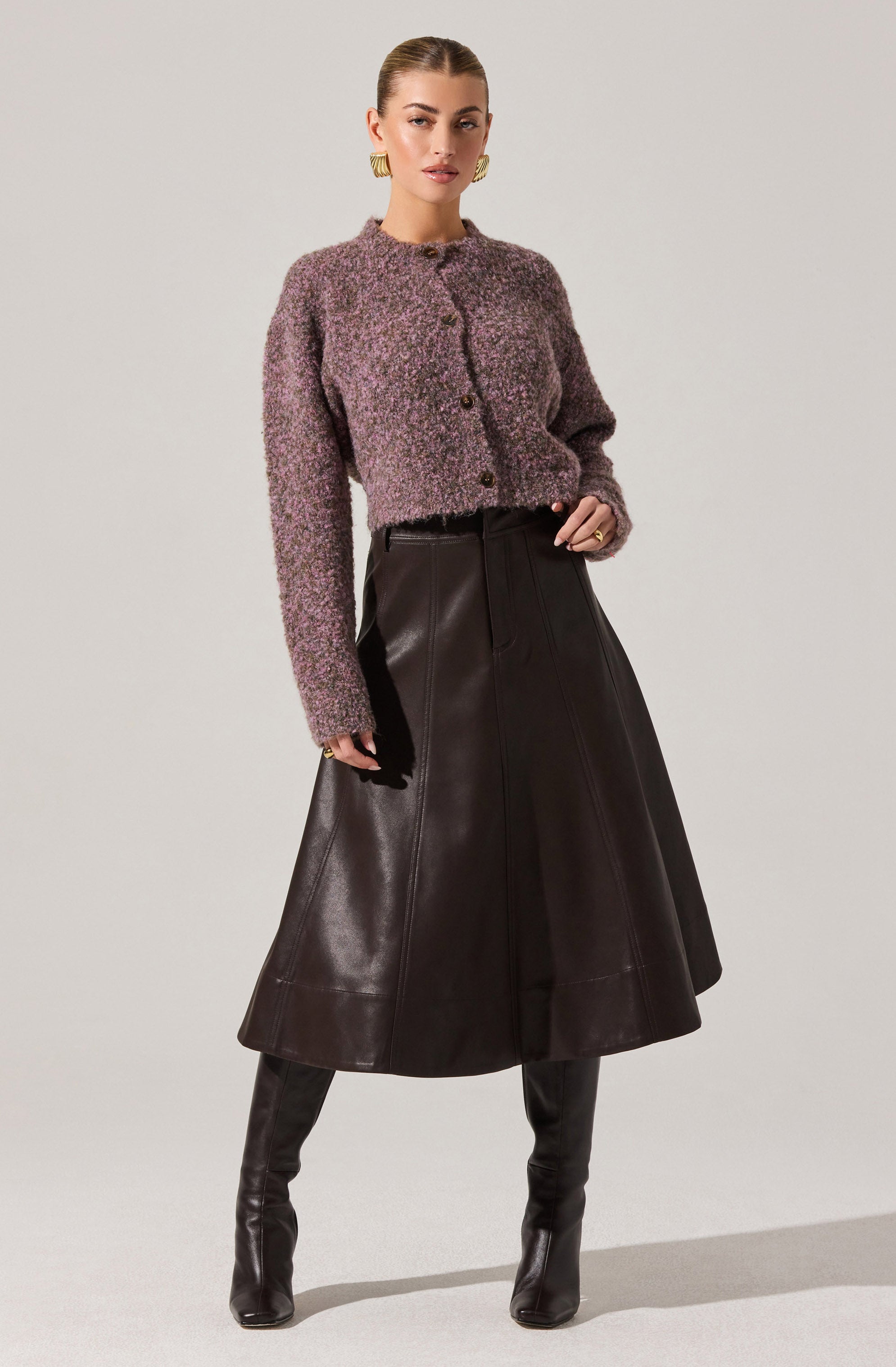 Zhuri Faxu Leather Midi Skirt