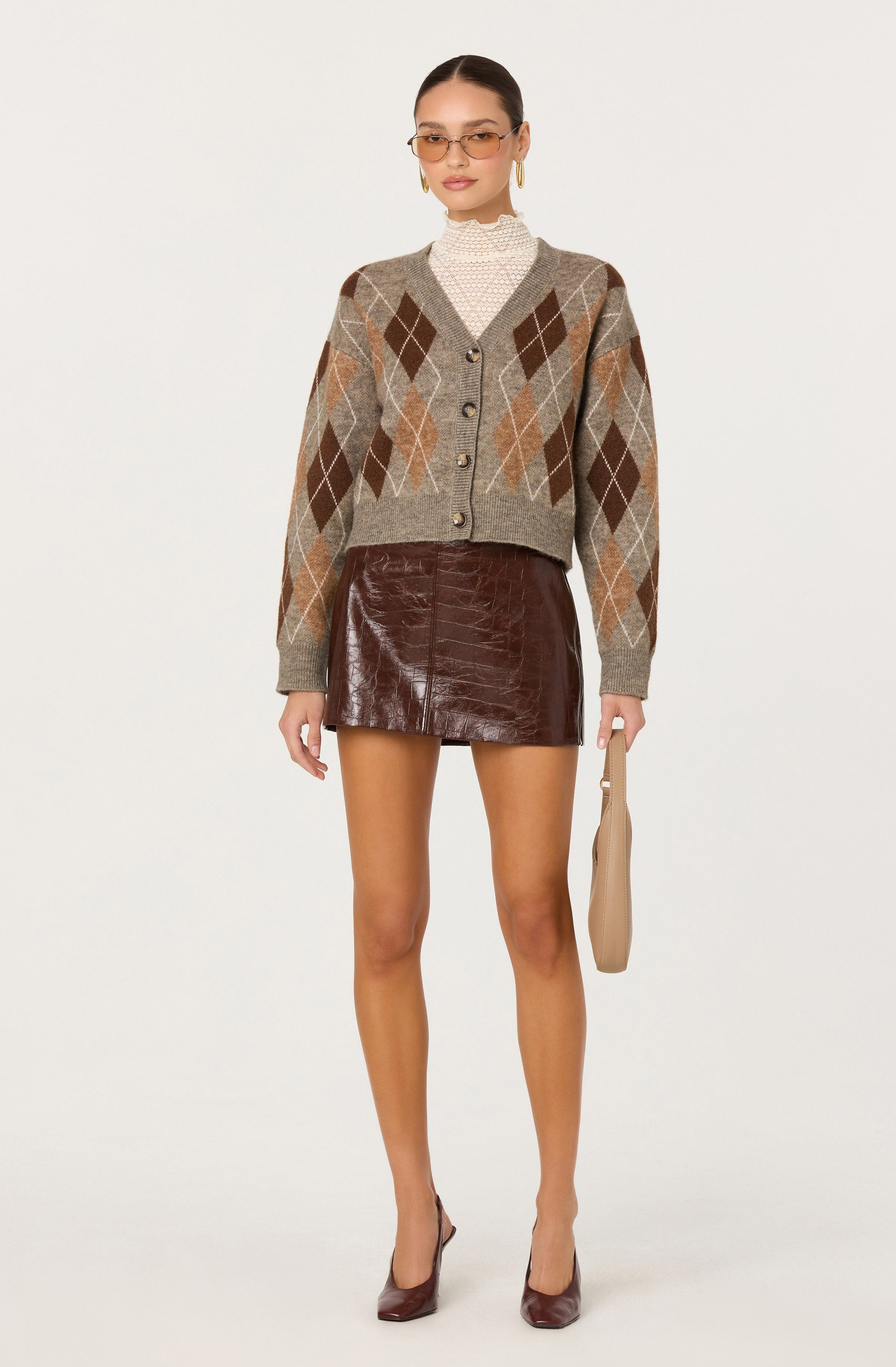 Savana Faux Croc Leather Skirt