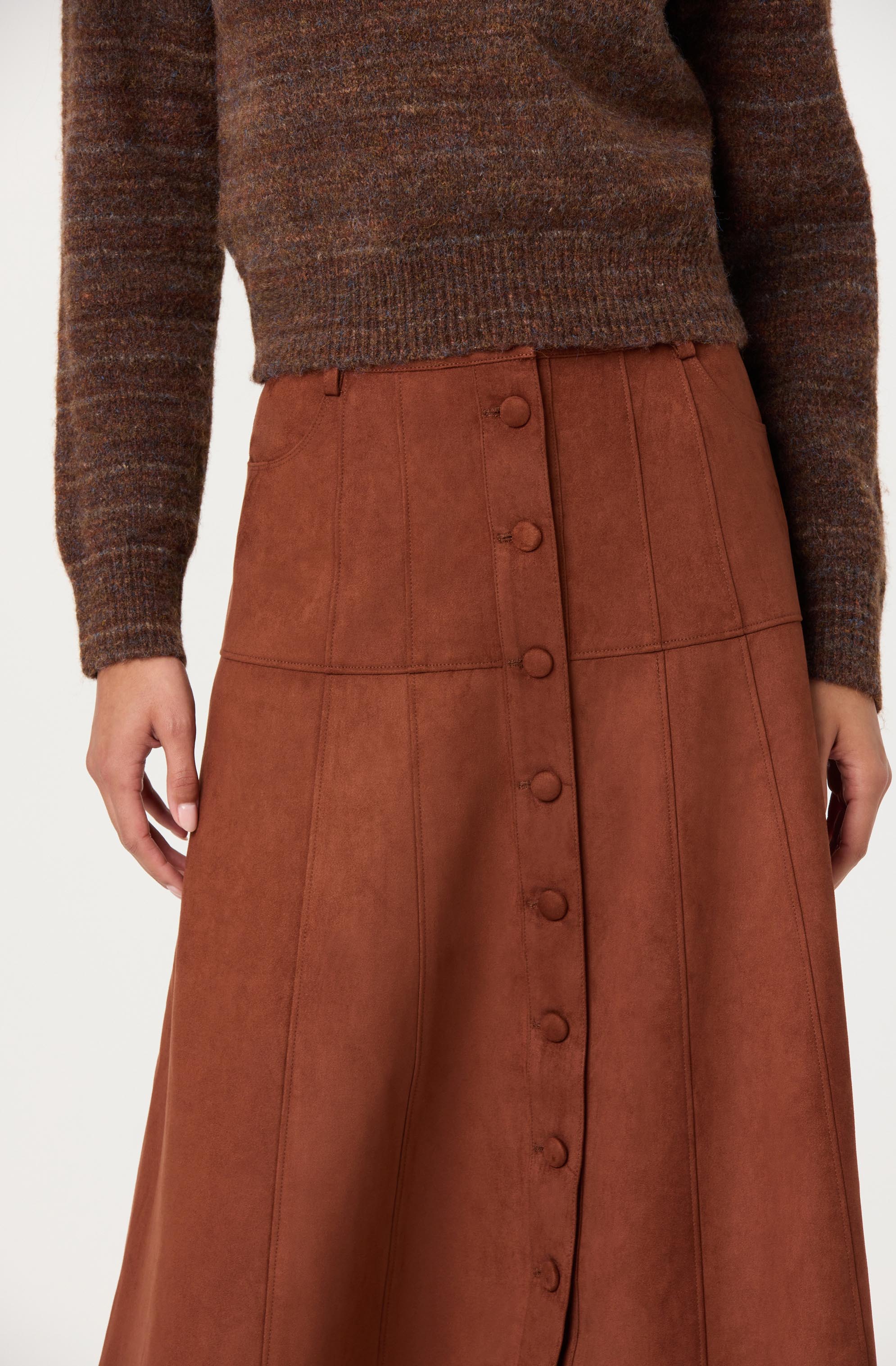 Zoya Faux Suede Midi Skirt