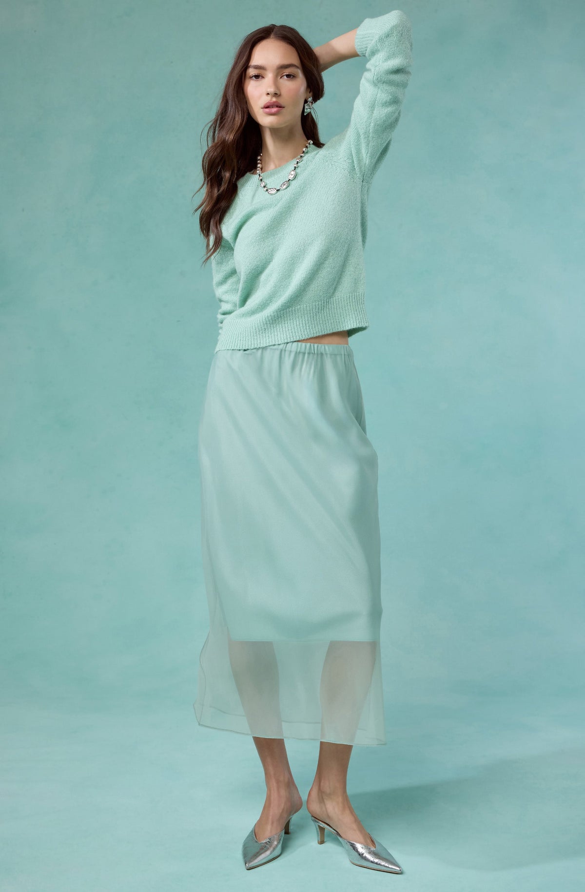 Keyara Layered Contrast Maxi Skirt