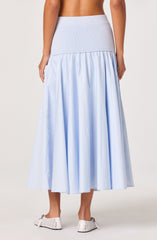 Thesan Mixed Media Drop-Waist Midi Skirt