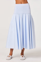 Thesan Mixed Media Drop-Waist Midi Skirt