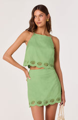 Taniya Embroidered Linen Mini Skirt