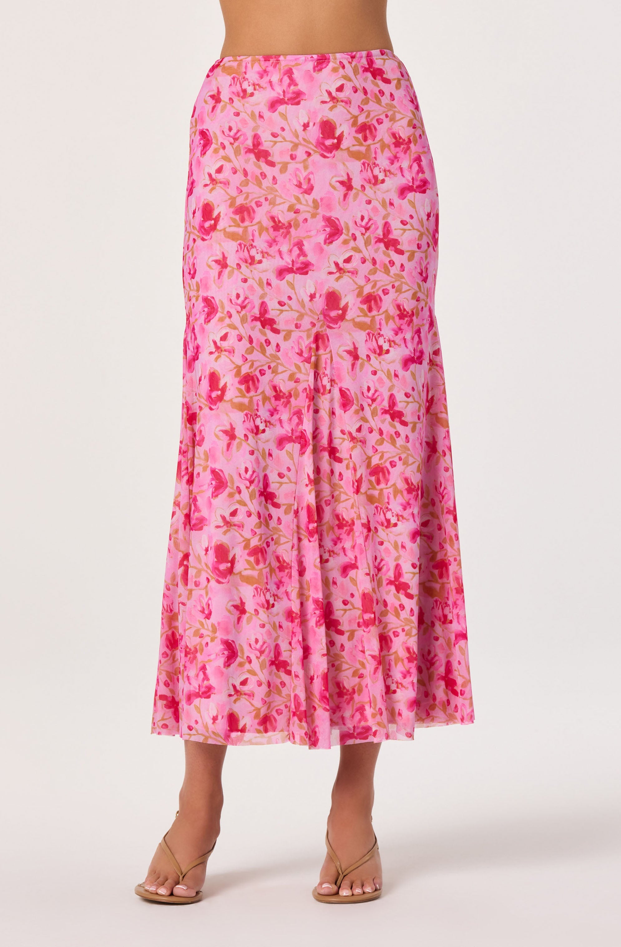 Mejra Floral Godet Knit Midi Skirt