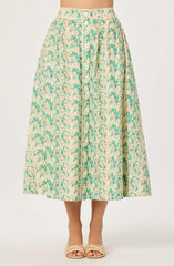 Keesha Button-Front Floral Midi Skirt