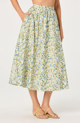Wylda Floral Gathered A-Line Midi Skirt