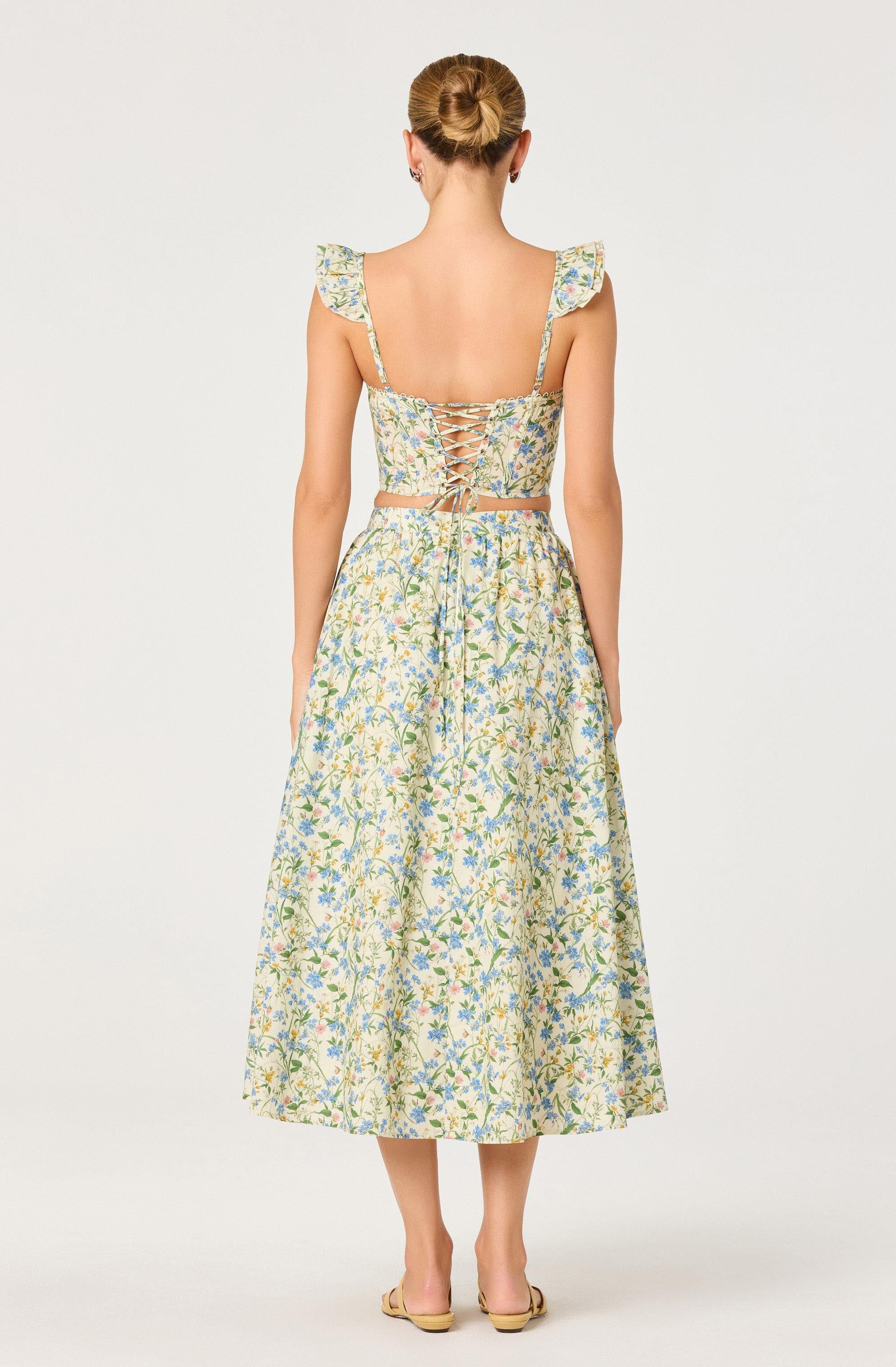 Wylda Floral Gathered A-Line Midi Skirt