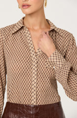 Laurel Diamond Print Long Sleeve Top