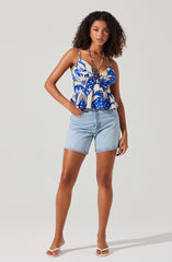 Minka Linen-Blend Peplum Top