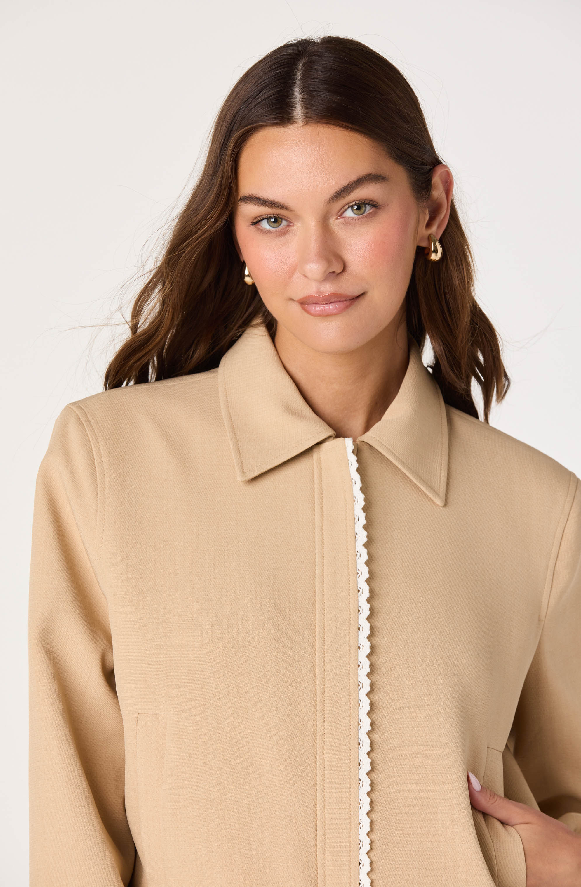 Reid Scallop Trim Bomber Jacket