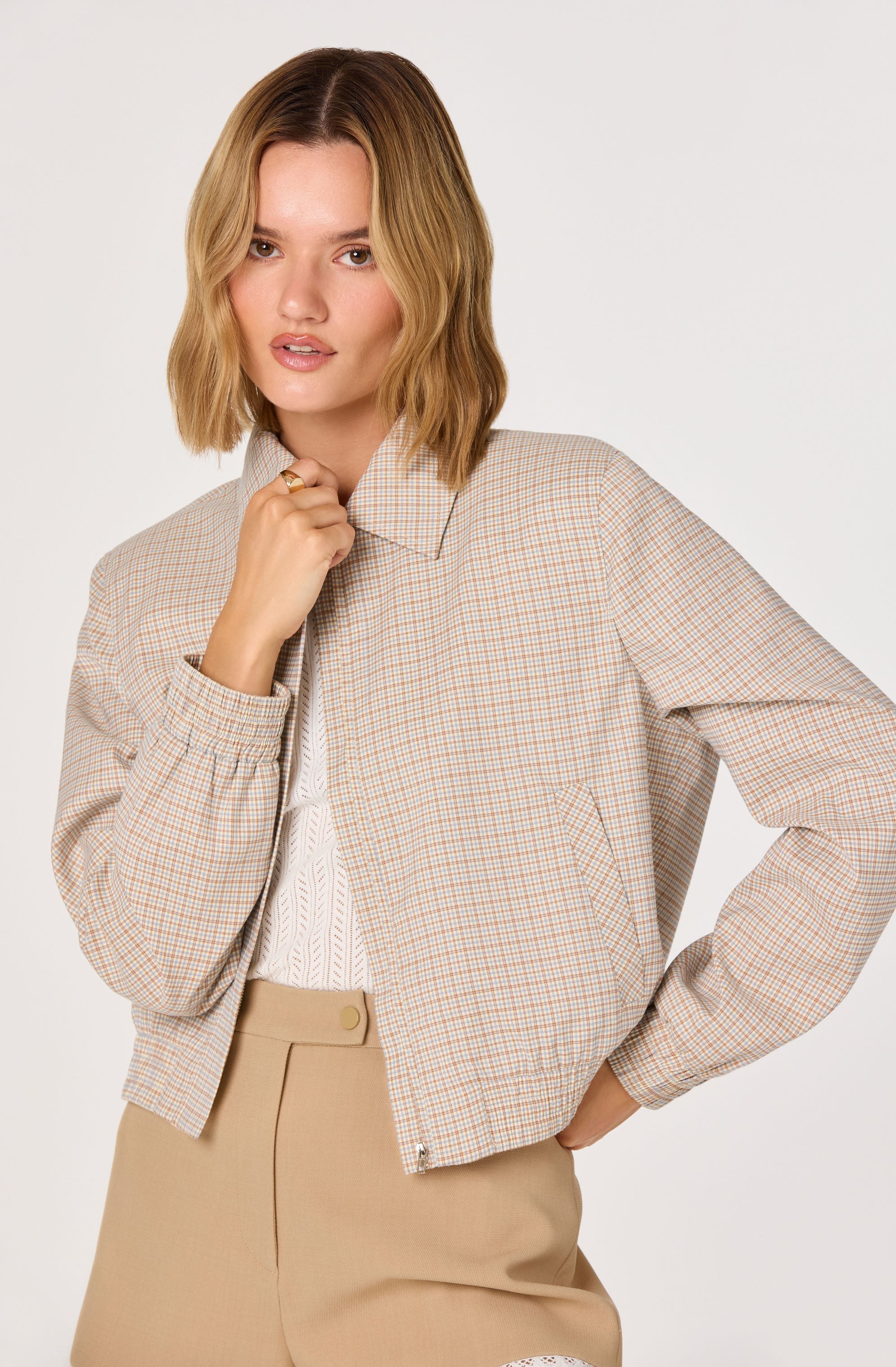 Reid Plaid Elastic Hem Jacket