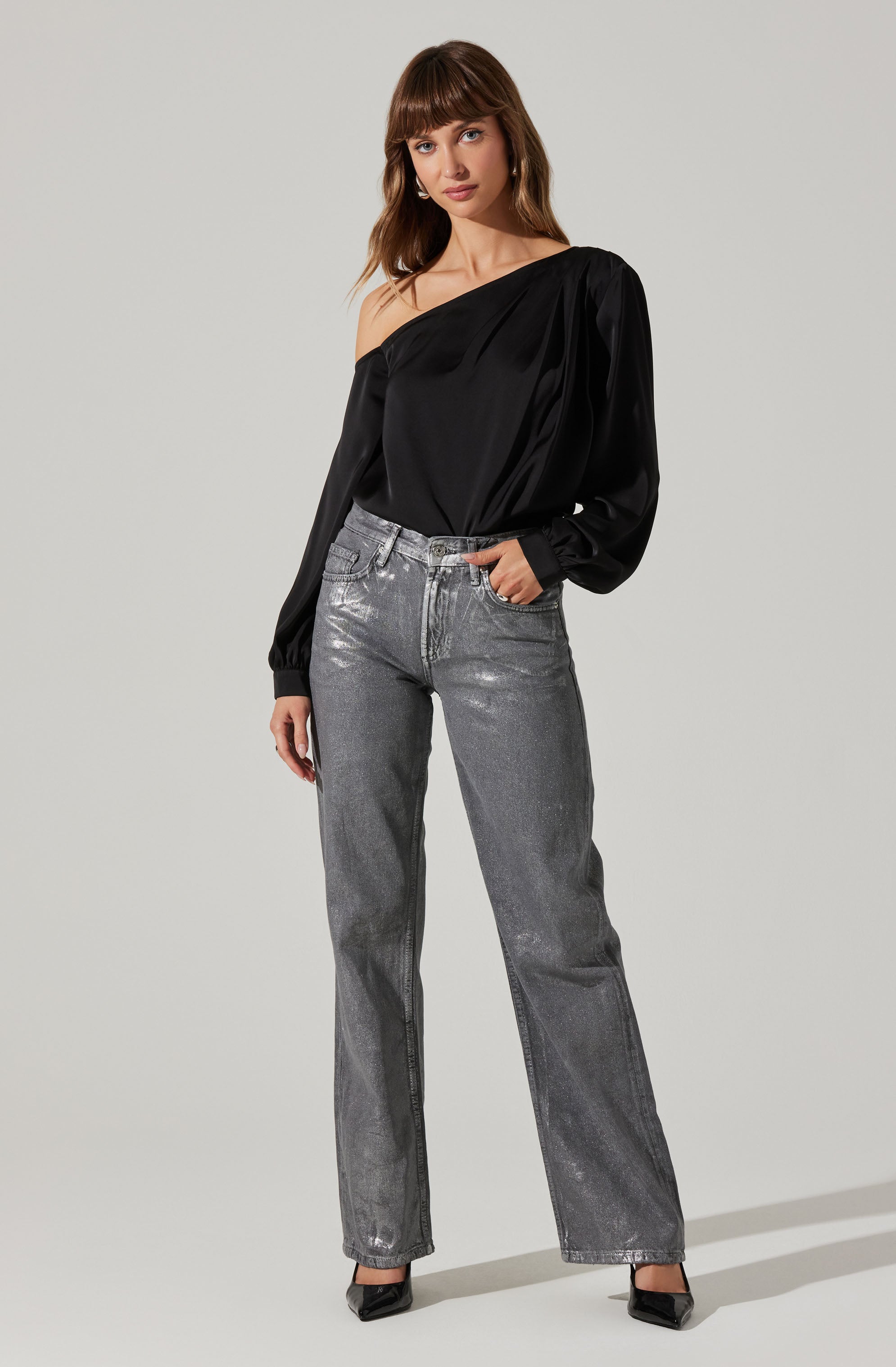 Nieves Satin One Shoulder Top