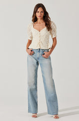 Cherian Floral Appliqué Lace Top