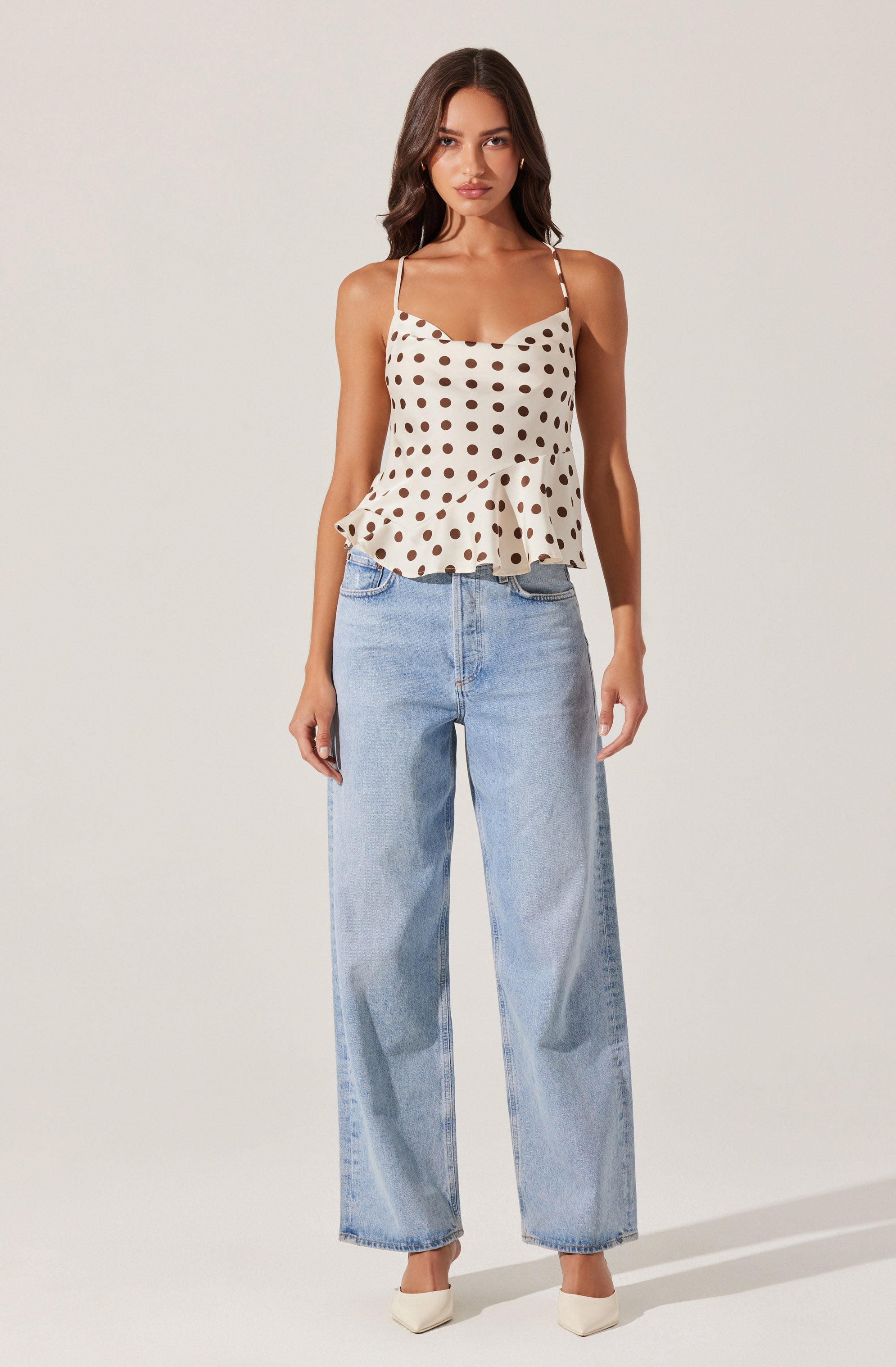 Everli Cowl Neck Peplum Top