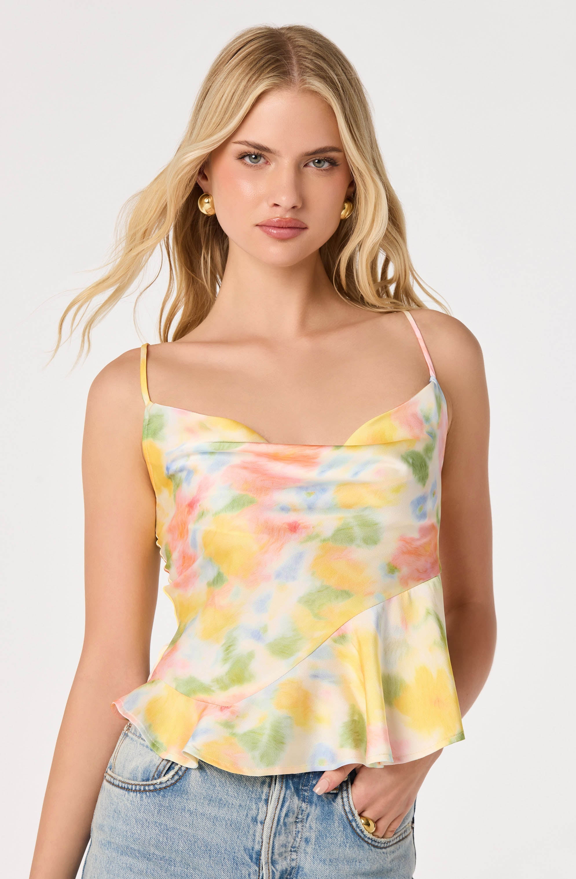 Everli Cowl Neck Peplum Top