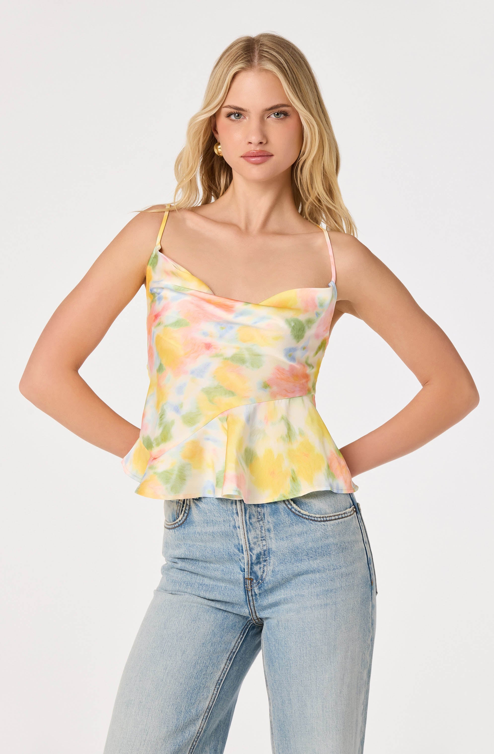 Everli Cowl Neck Peplum Top