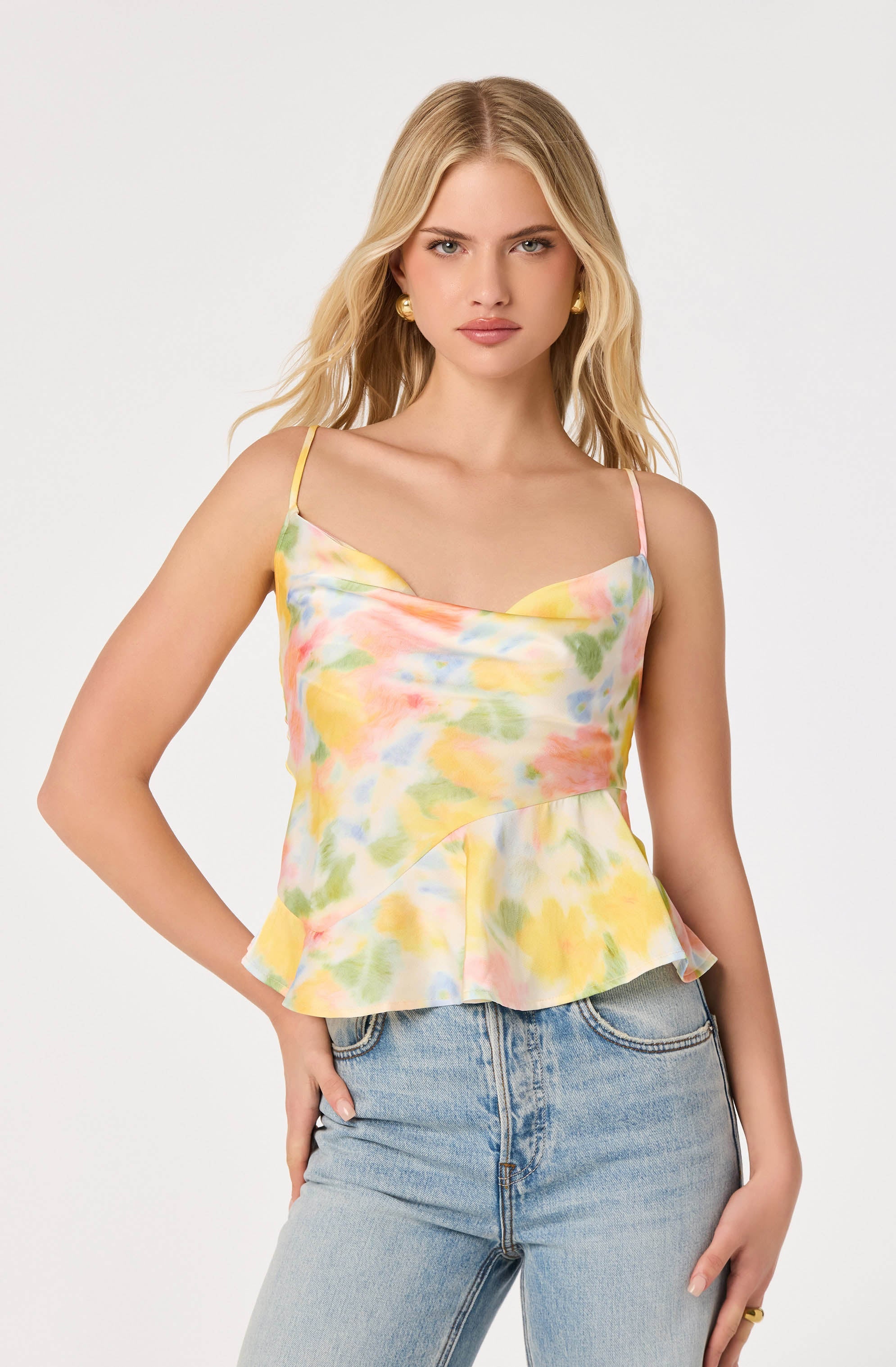 Everli Cowl Neck Peplum Top