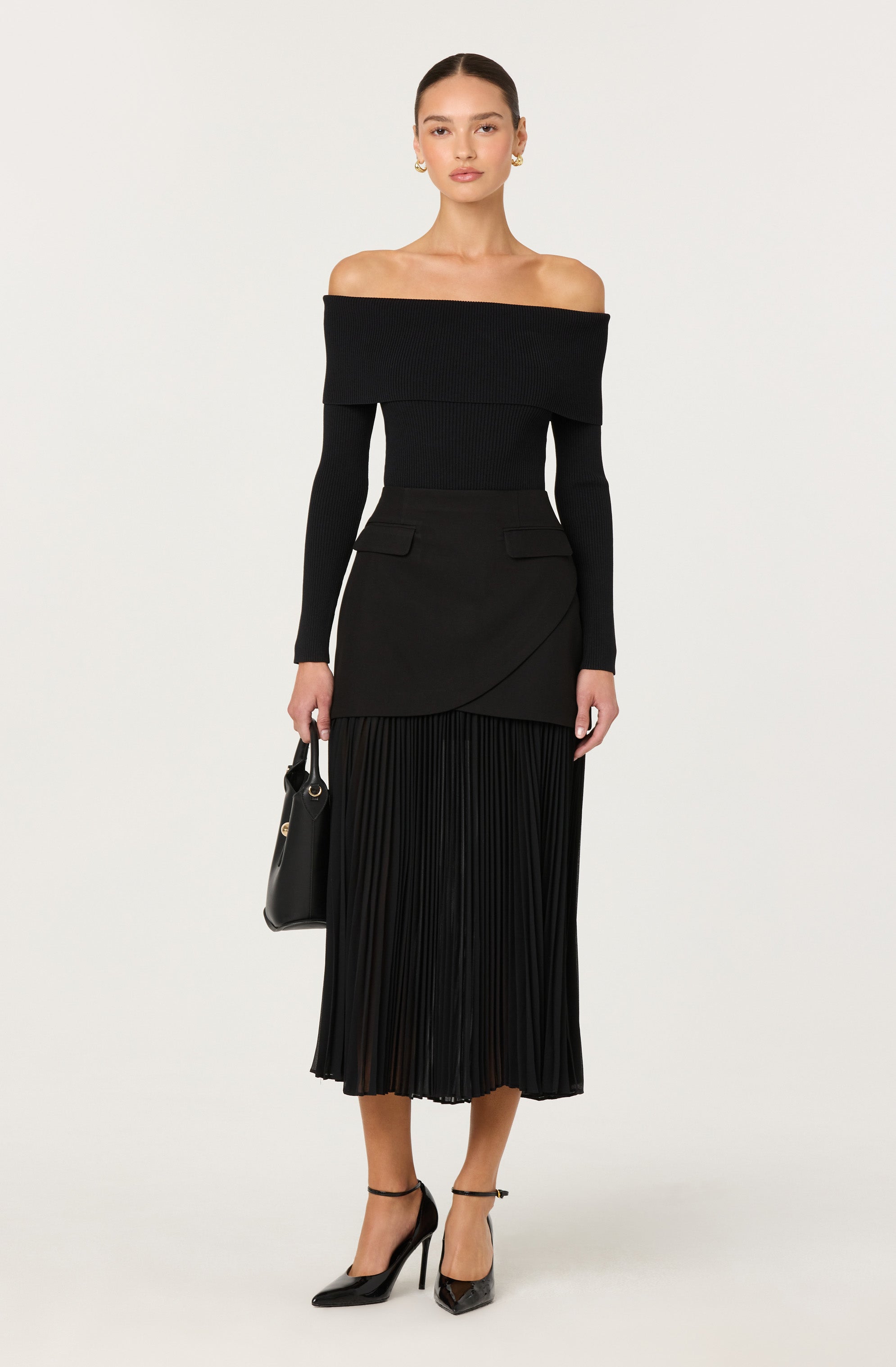 Lidia Ribbed Off Shoulder Sweater